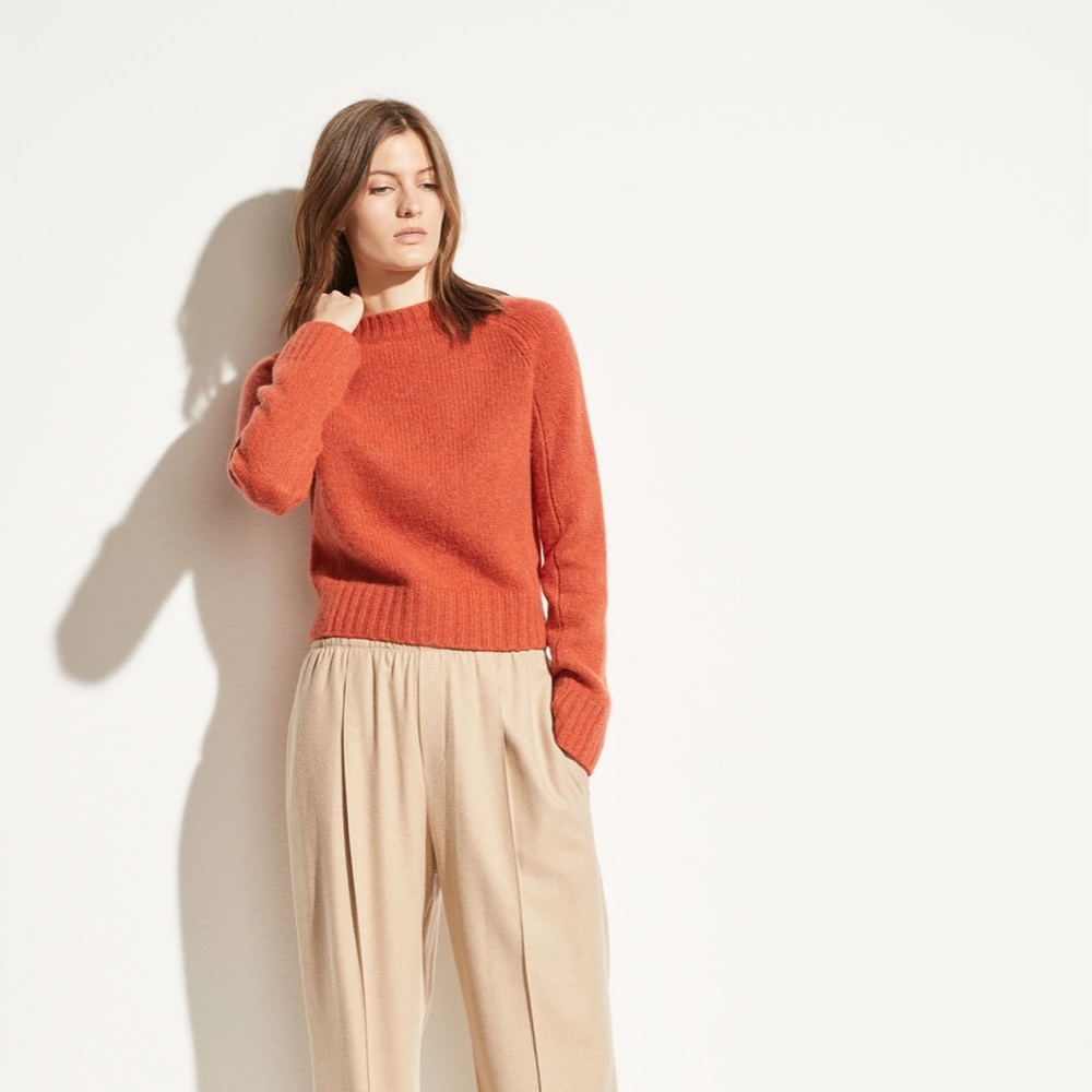 Vince 100% Cashmere Cropped Mock Neck Sweater